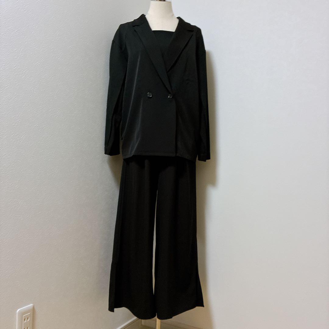 ニアナ　ブラックプラクティカルセットアップジャケット パンツドレスオールインワン