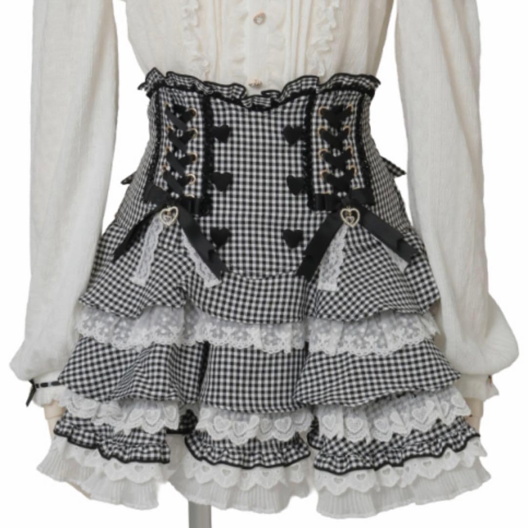 LIZLISA リズリサ レースアップティアードスカパン グレー