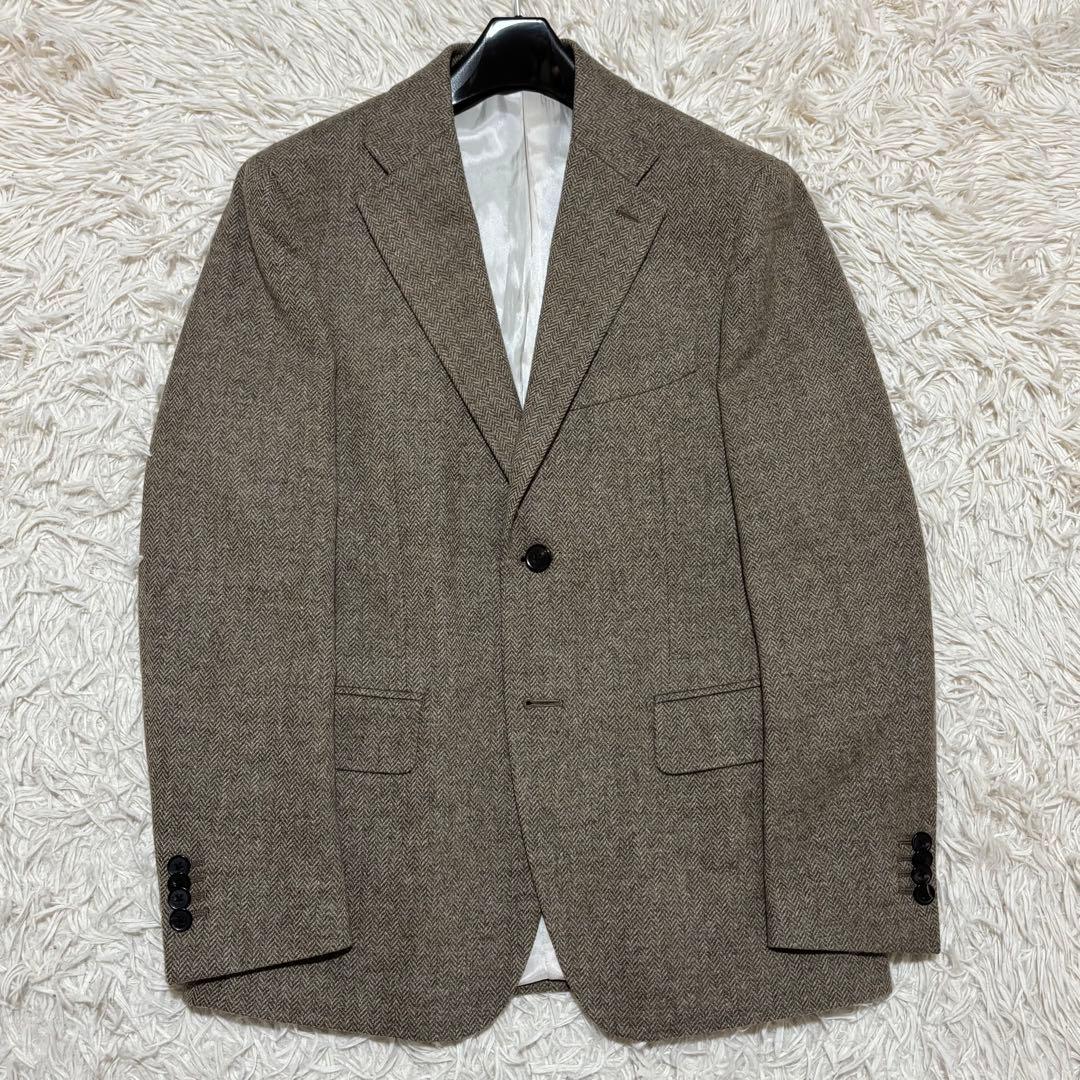 美品 エトネ セットアップスーツ MOON ツイード ヘリンボーン 2B 本切羽