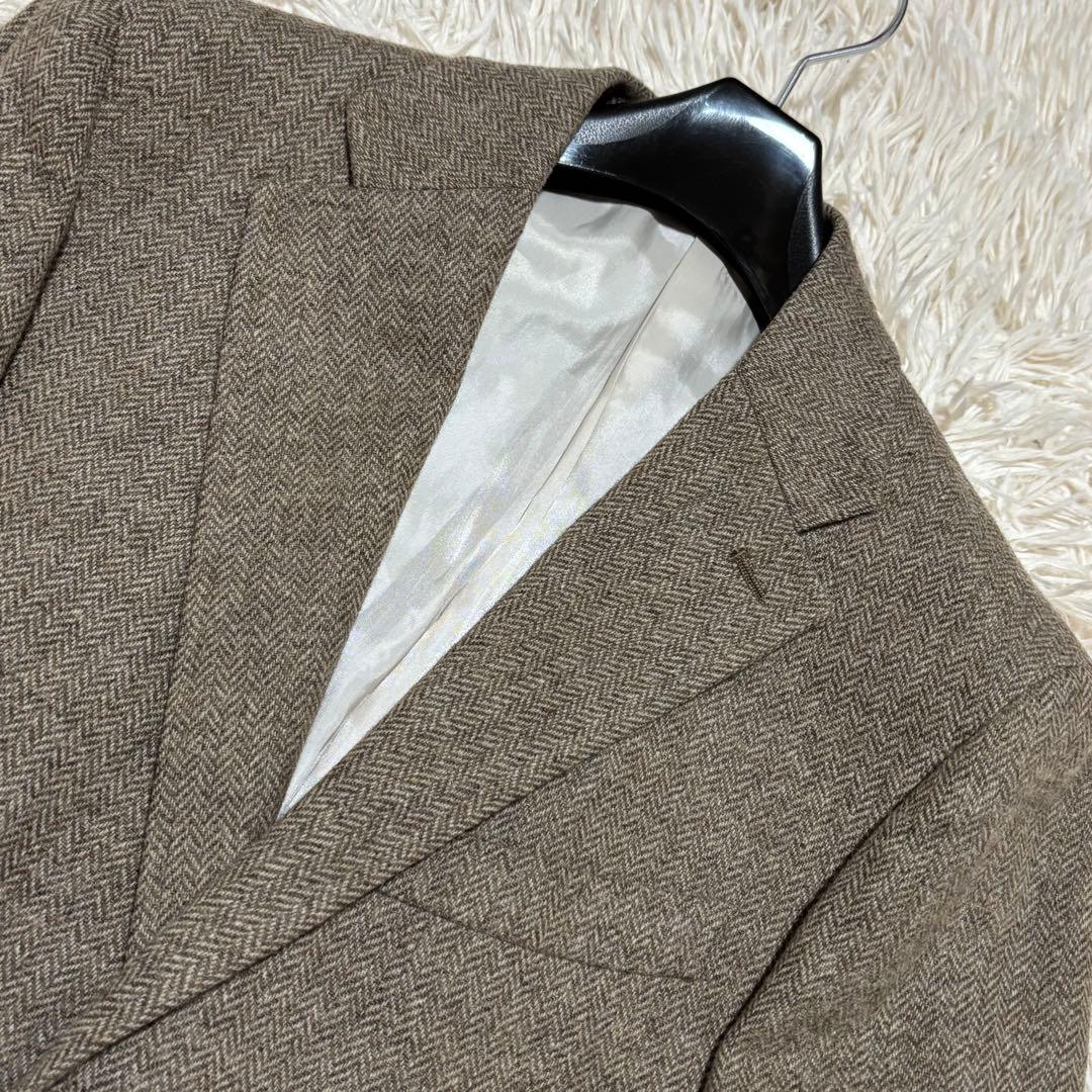 美品 エトネ セットアップスーツ MOON ツイード ヘリンボーン 2B 本切羽