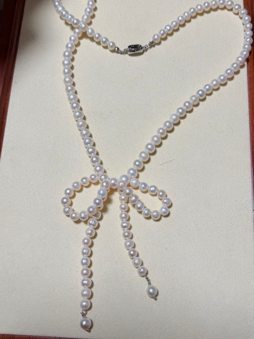 お客様オーダーパールリボン型ネックレス