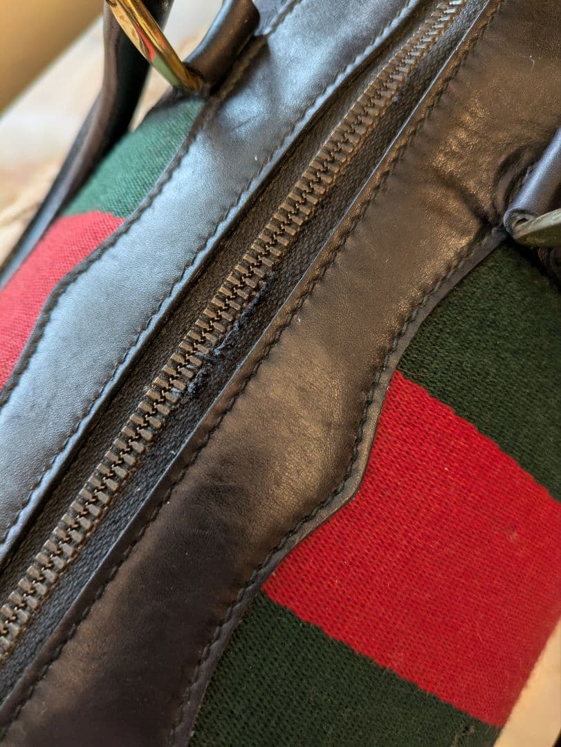 GUCCI GGキャンバス×カーフレザーボストンバッグ　ヴィンテージ　イタリア製