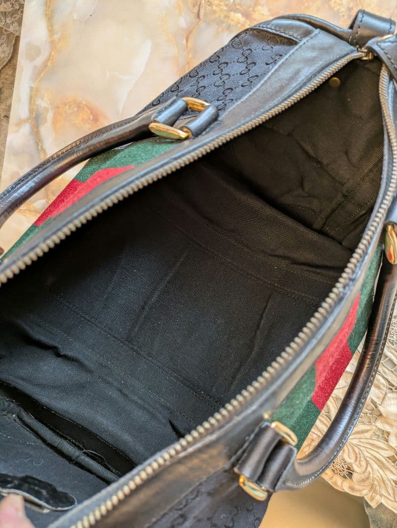 GUCCI GGキャンバス×カーフレザーボストンバッグ　ヴィンテージ　イタリア製