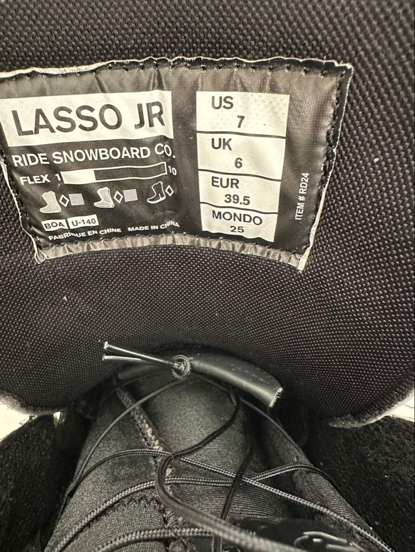 RIDE Lasso Jr 25スノーボードブーツ ブラック　超美品使用一回