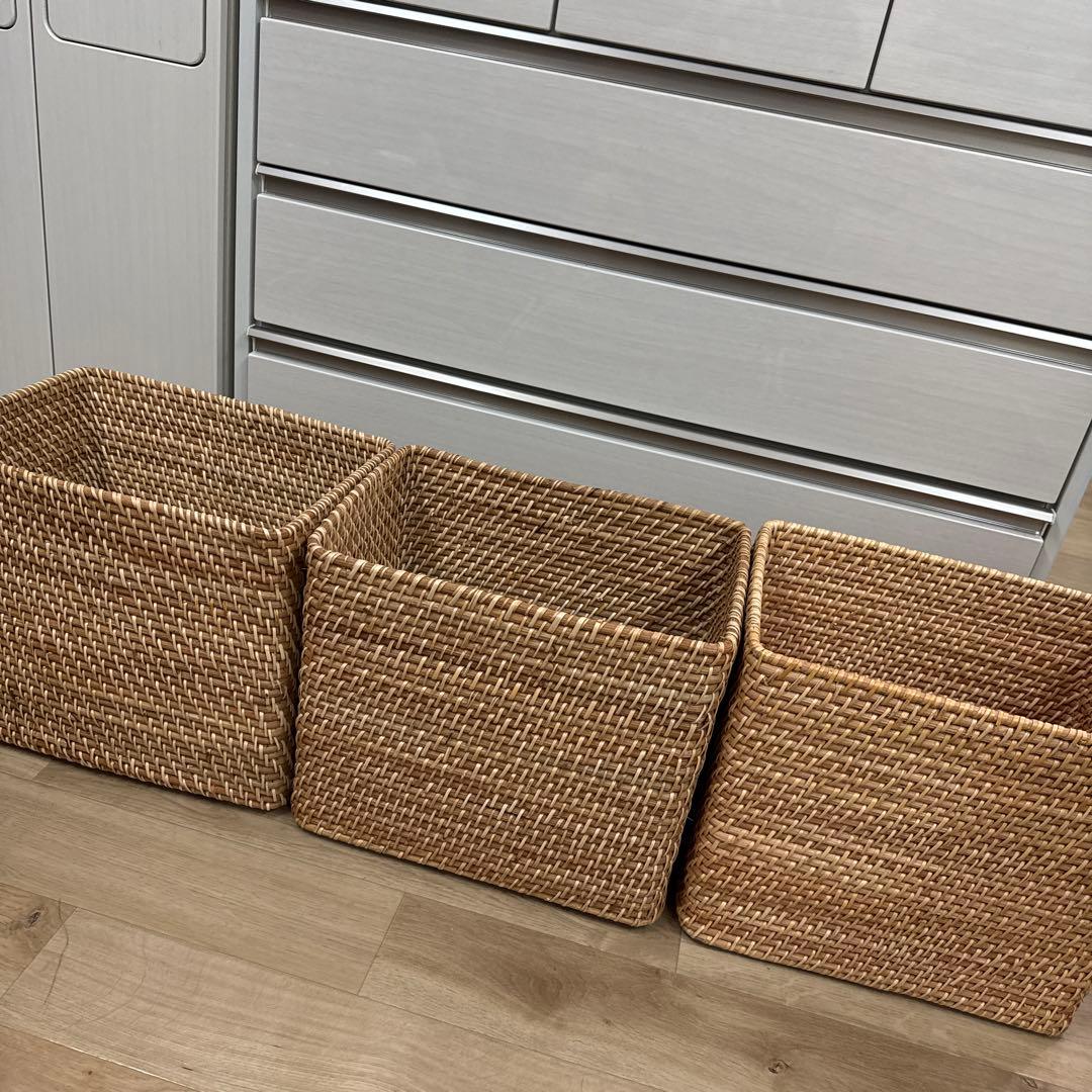 特大　ラタンバスケット 3個セット　無印