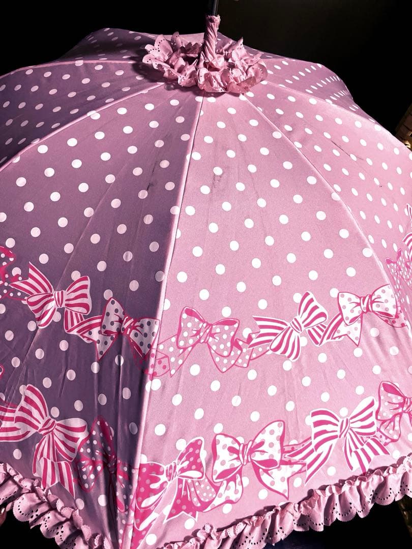 【値下げ】アンジェリックプリティ リボンドット柄アンブレラ ショッパー柄 ピンク