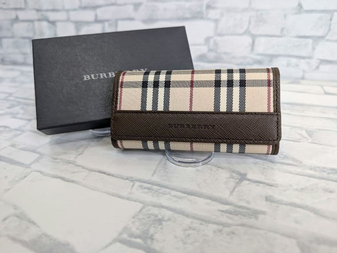 【新品未使用箱付き】BURBERRY5連キーケースノバチェックベージュ×ブラウン