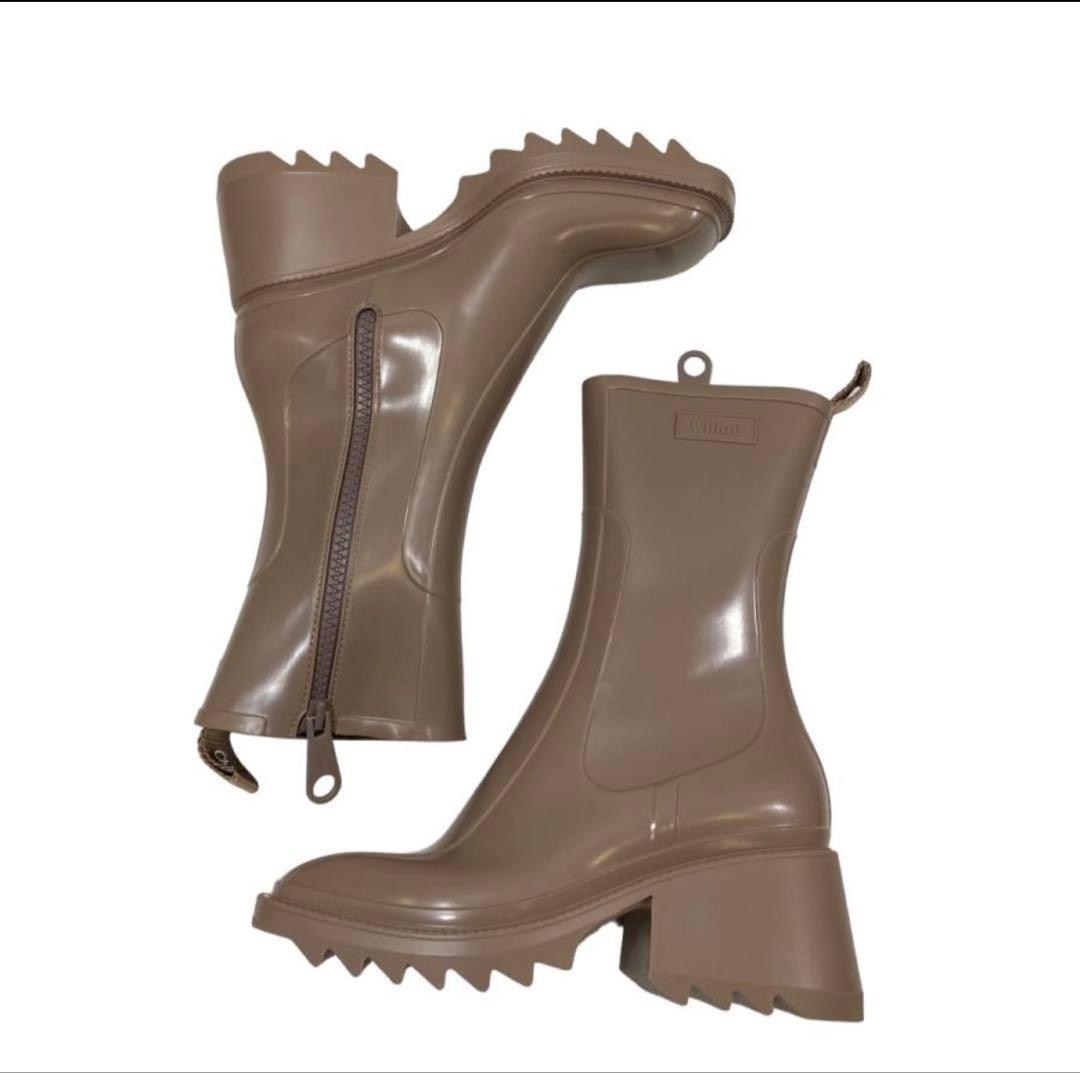 【1度使用】Chloé ベージュ レインブーツ 39