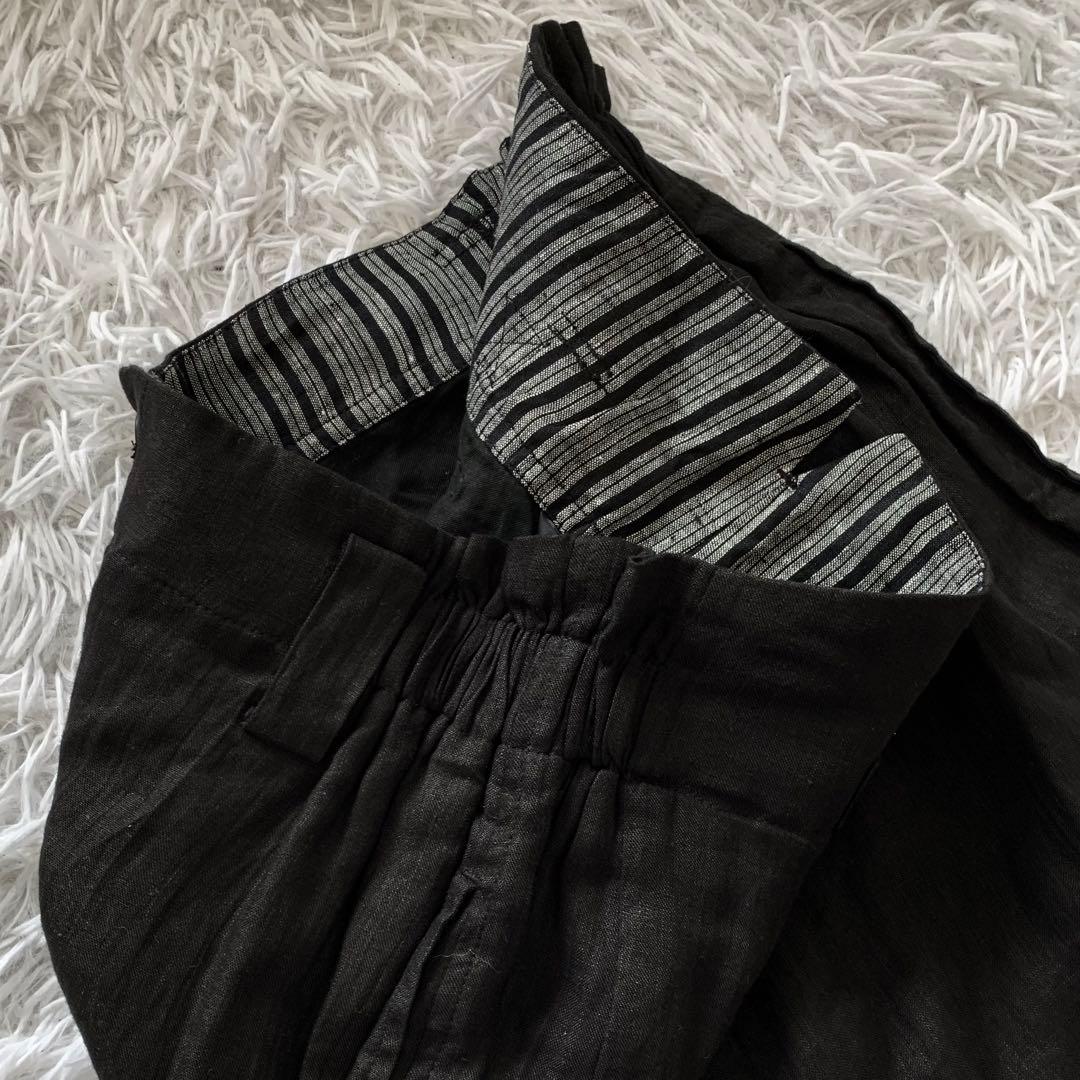 新品 MOYURU 萠 モユル リネン100% ガウチョ サルエルパンツ 黒