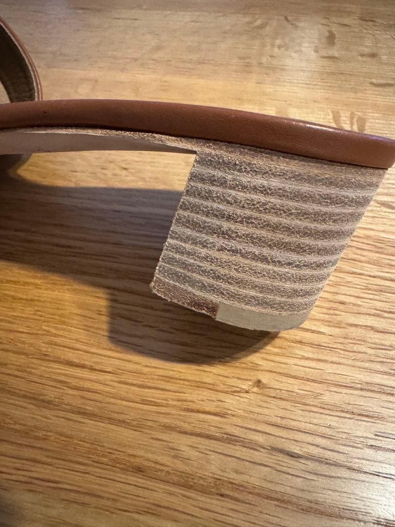 エルメス　オアシス　ブラウンレザーサンダル 中ヒール エルメス袋あり