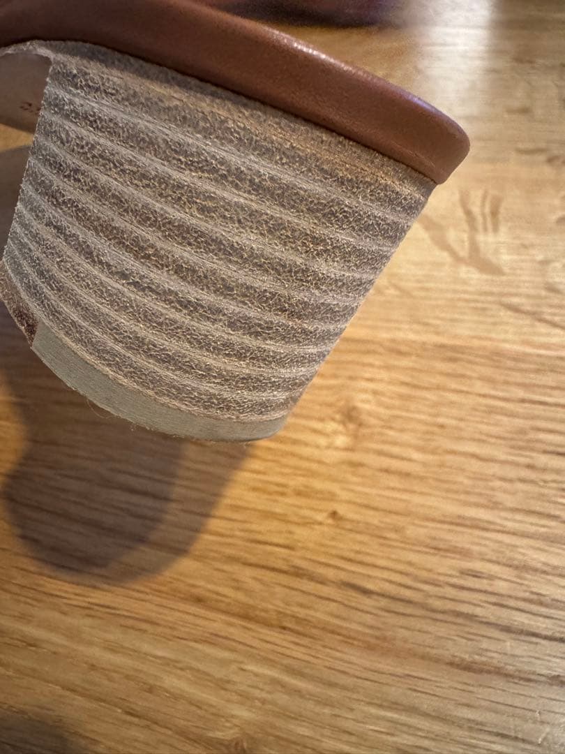 エルメス　オアシス　ブラウンレザーサンダル 中ヒール エルメス袋あり