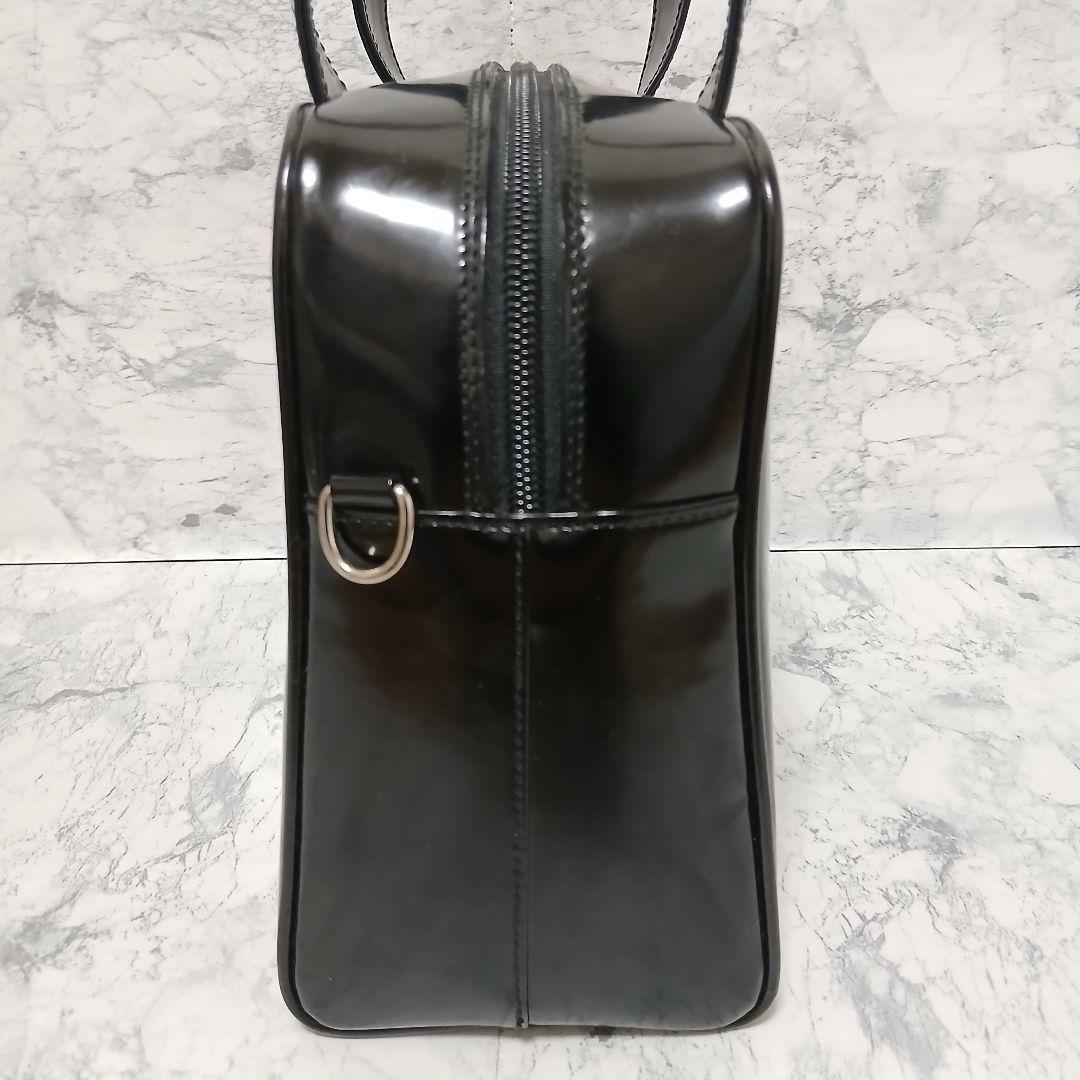 GUCCI GGエンボス ミニボストンバッグ パテントレザー イタリア製 黒