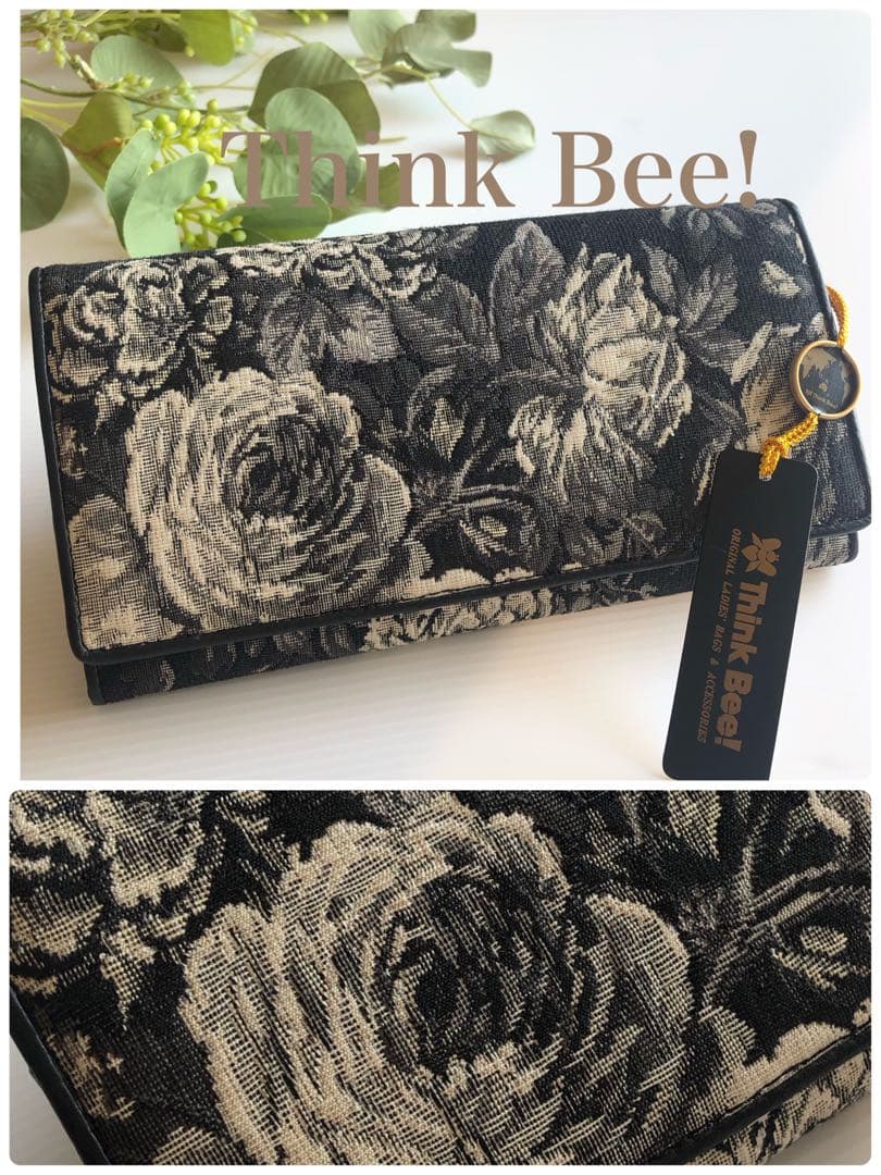 新品シンクビーThink Bee!　ノクターンローズ薔薇　長財布 黒系