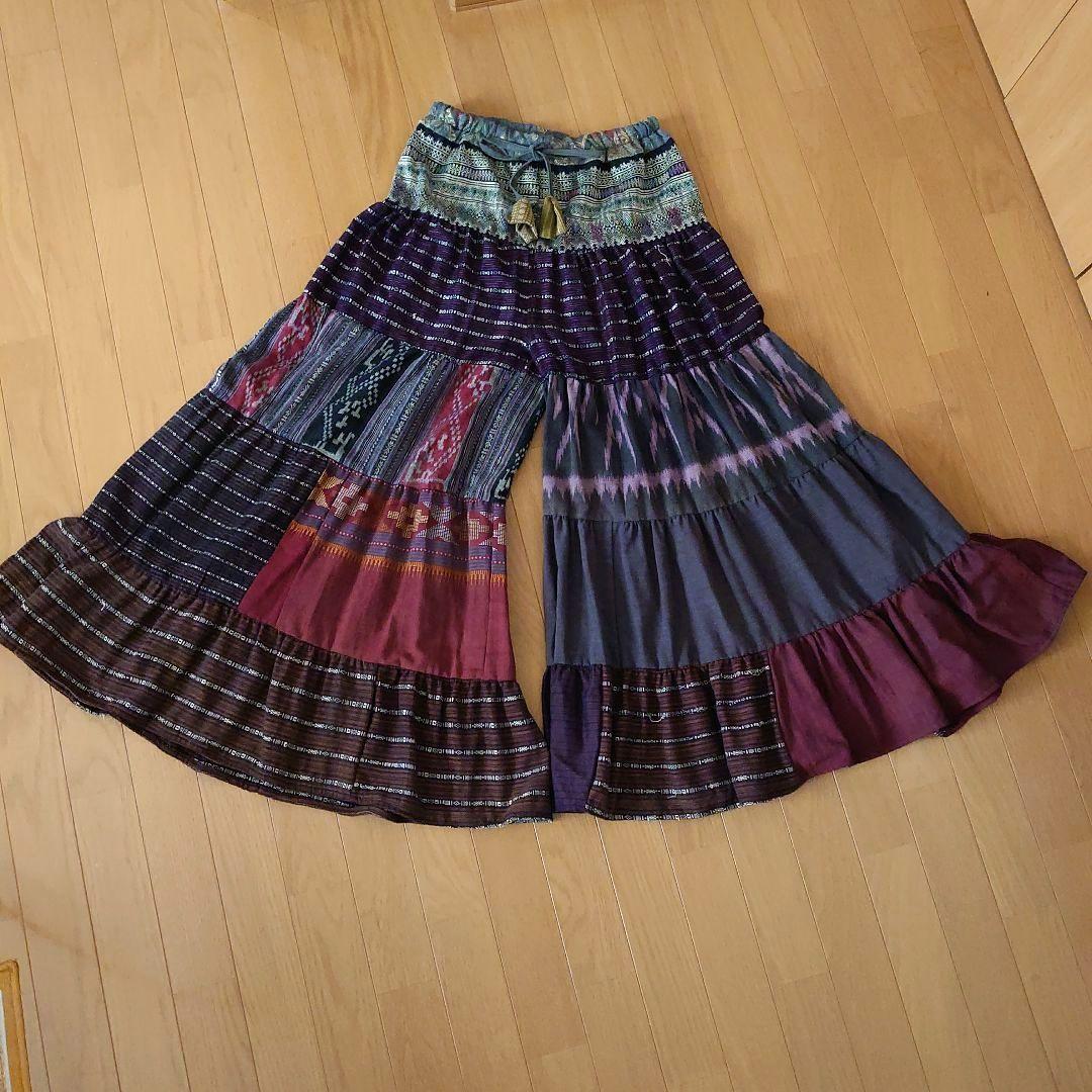 一点もの。古布 エスニック フレアパンツ パッチワーク