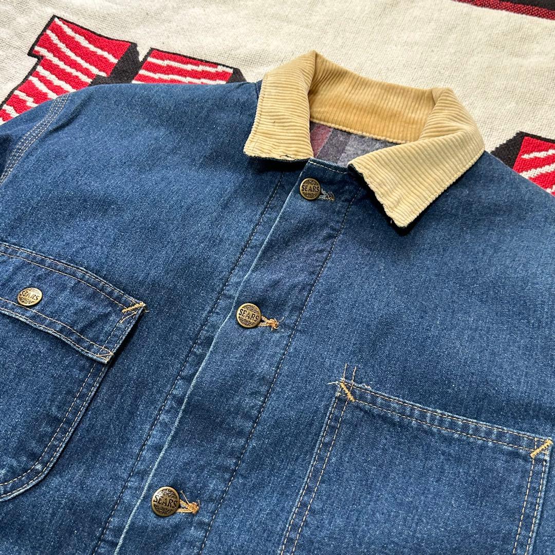 【美品】60s 70s SEARS シアーズ デニムカバーオール ブランケット