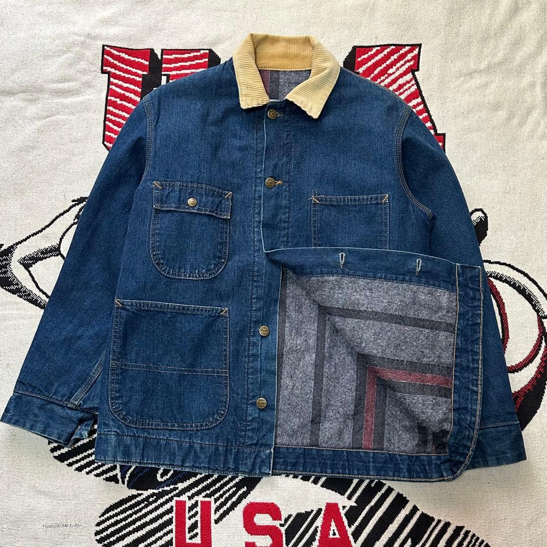 【美品】60s 70s SEARS シアーズ デニムカバーオール ブランケット