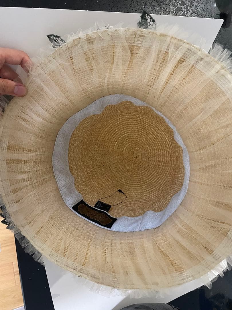 CA4LA 麦わら帽子 花柄レース付き