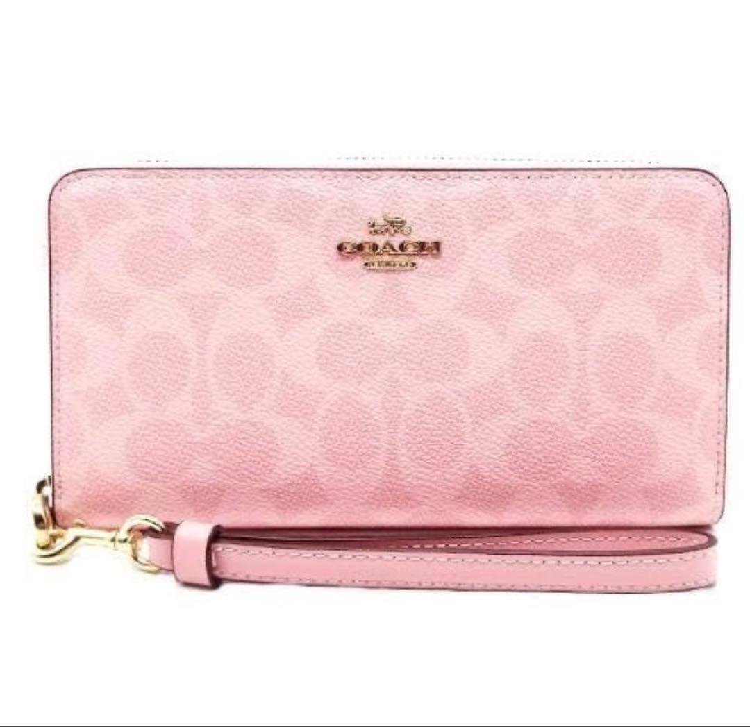 COACH コーチシグネチャーレザーラウンドファスナー長財布
