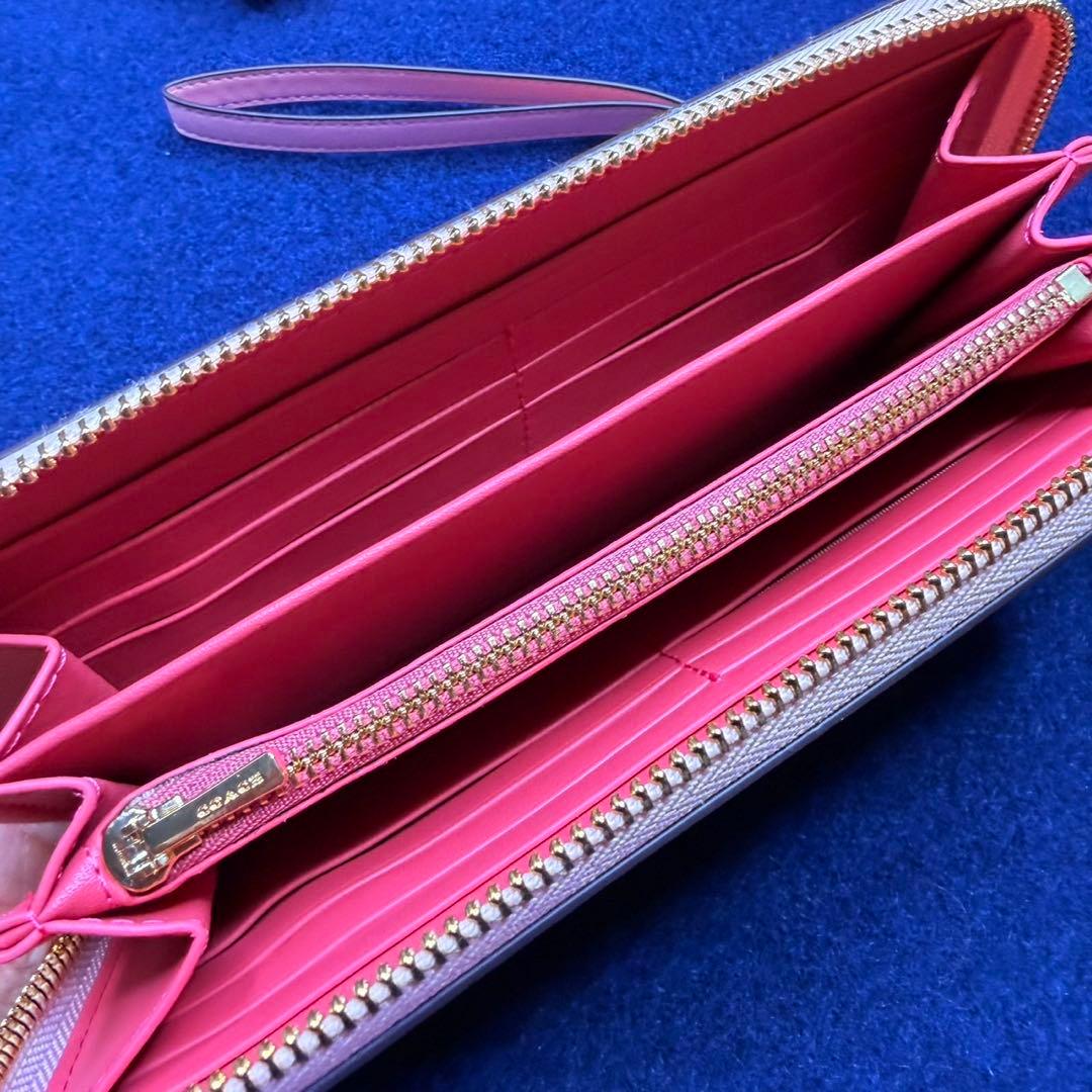 COACH コーチシグネチャーレザーラウンドファスナー長財布