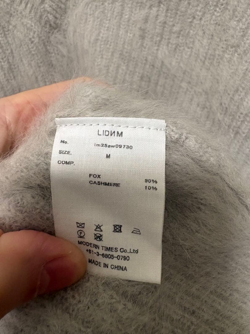 トップス LIDNM Fox Cashmere V Knit SAND GRAY