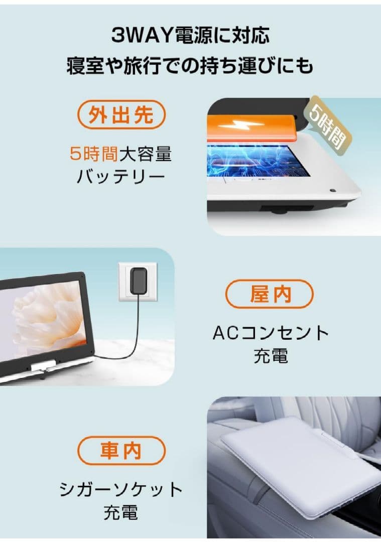 【新品】ポータブルDVDプレーヤー 14.1インチ TV同期可能 270°回転