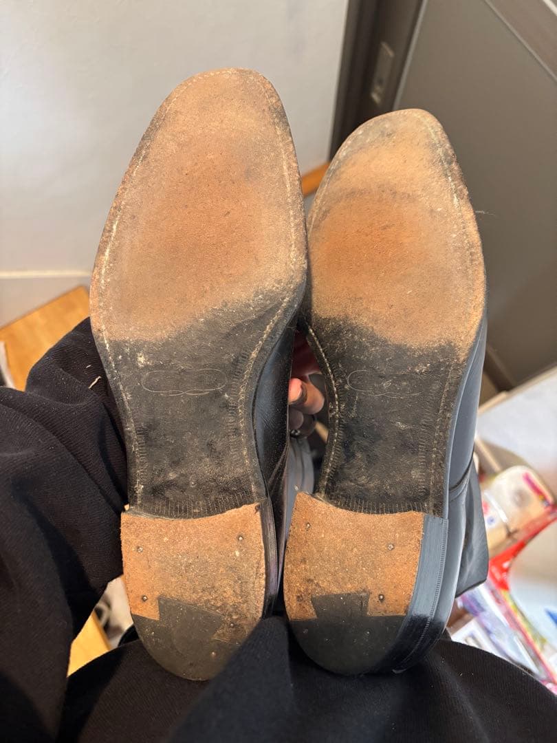 ブラックレザーブーツ キャップトゥ　30'sスタイル