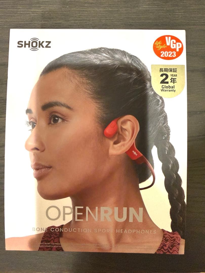 美品☆Shokz openrun 骨伝導イヤホン　赤