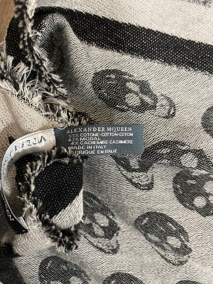 Alexander McQueen　三角ストール　ブラック　フリンジ　カシミヤ混
