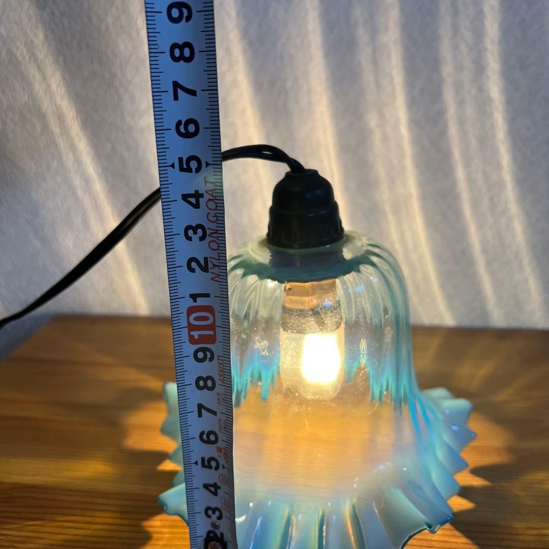 ヴィンテージ　青色フリル付きベル型ペンダントライト