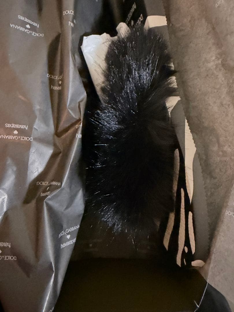 ドルチェ&ガッバーナ ハワイアナス ファー付 ビーチサンダル ゼブラ柄 37