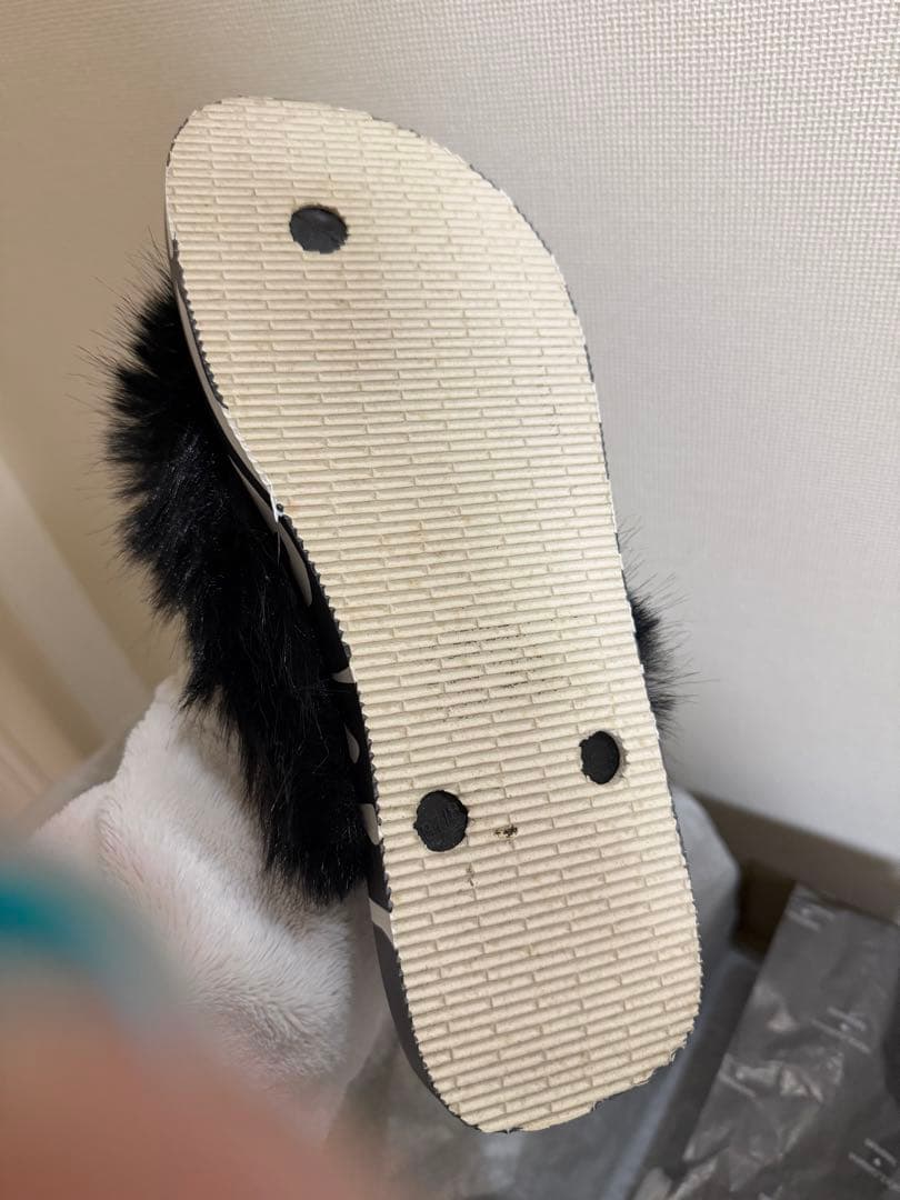 ドルチェ&ガッバーナ ハワイアナス ファー付 ビーチサンダル ゼブラ柄 37