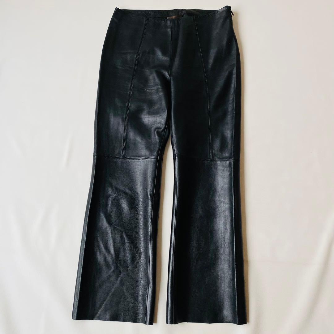 【美品】LOEWE　ロエベ　レザーパンツ　アナグラム総柄　ラムスキン　ストレート