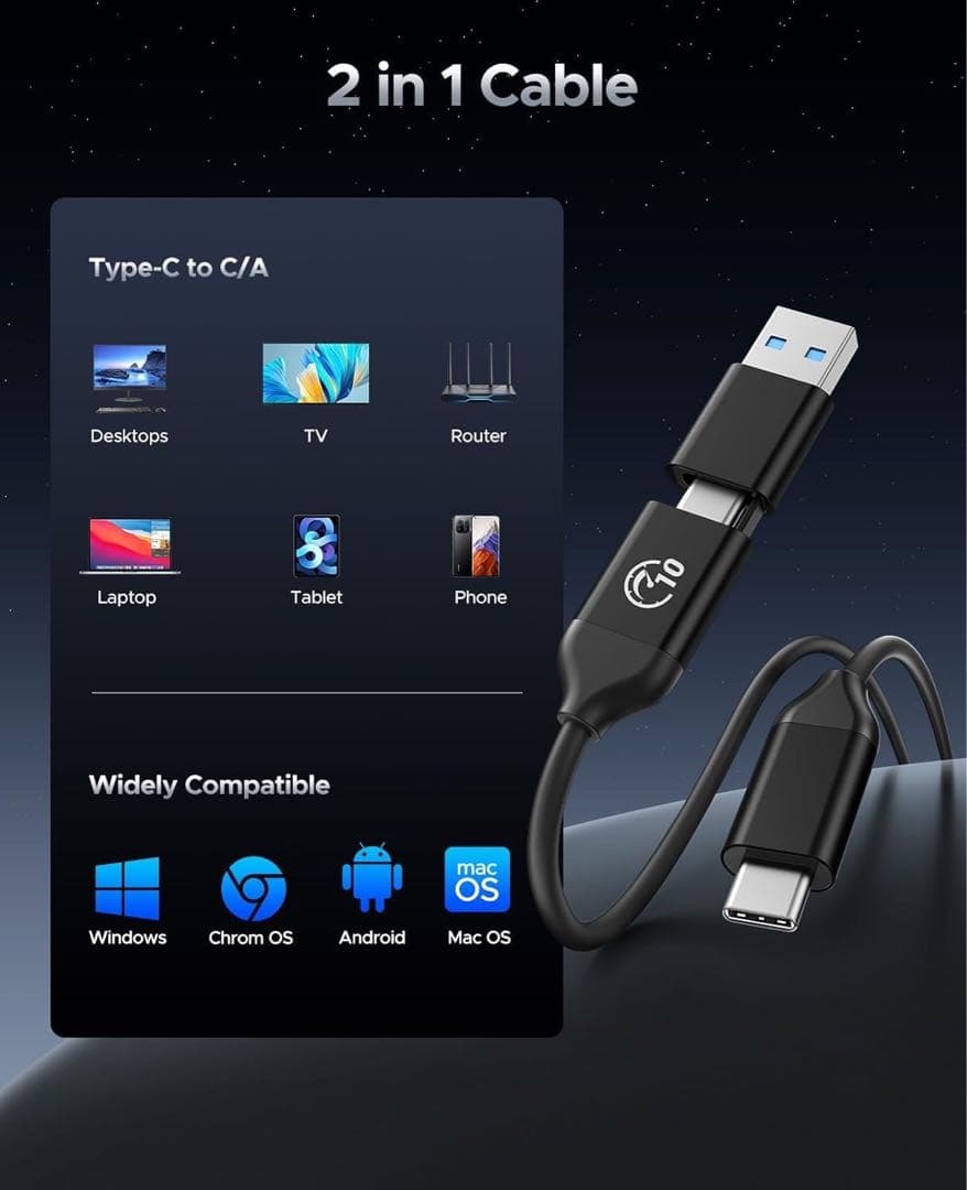 ORICO ポータブルSSD シルバー2TB