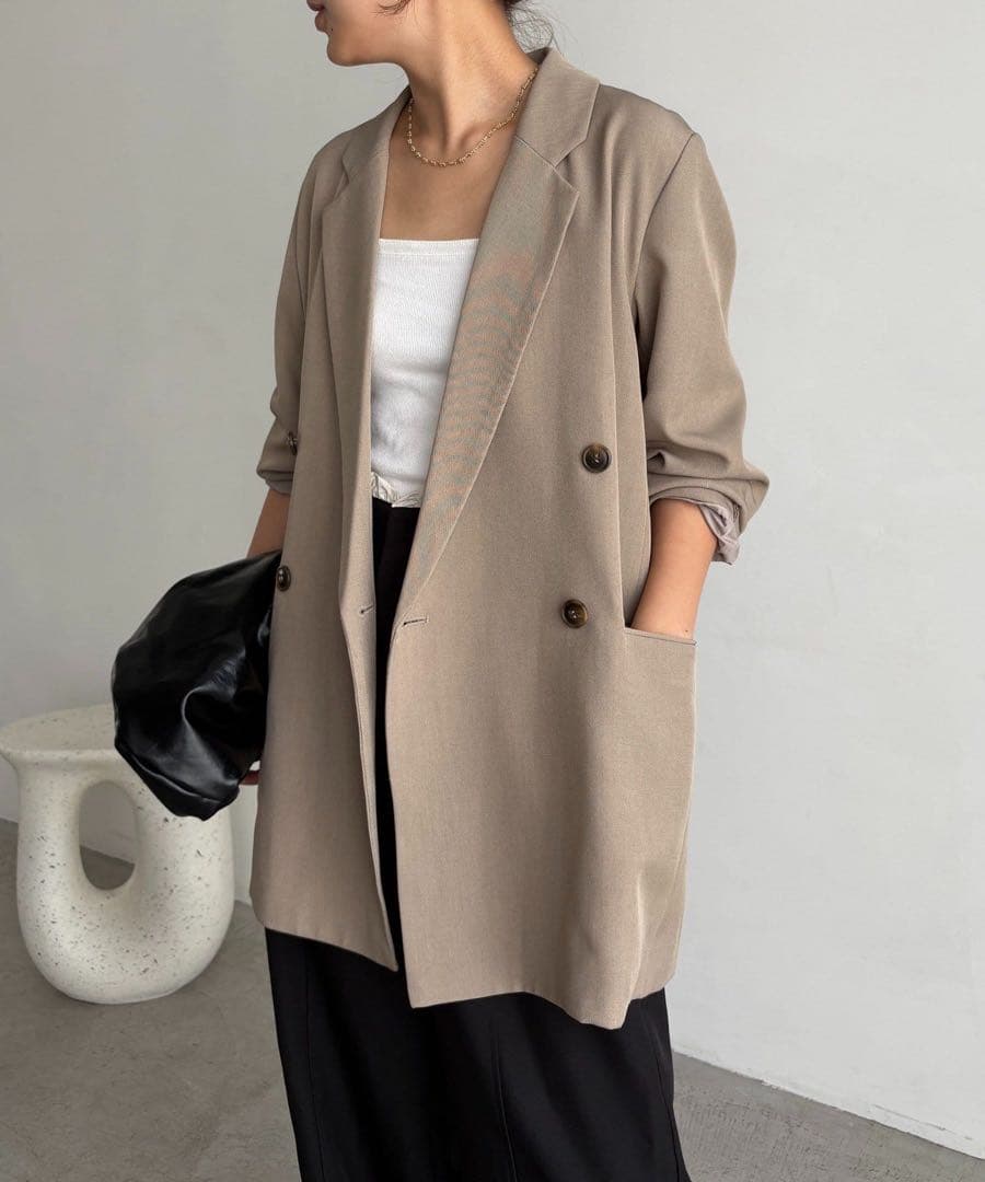 カプリシュレマージュ　Wテーラージャケット グレージュ　入学式　フォーマル