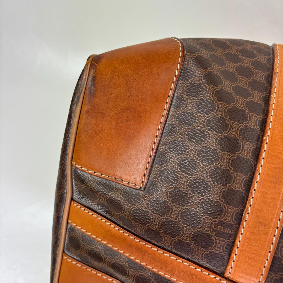 ブラウン レザーボストンバッグ ドットパターン