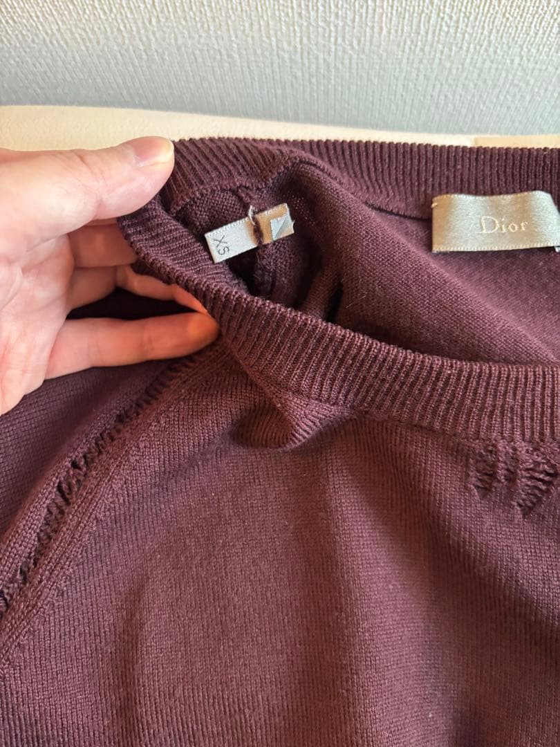 ディオールオム 2004AW エディスリマン エルボーレザーパッチ ニットXS