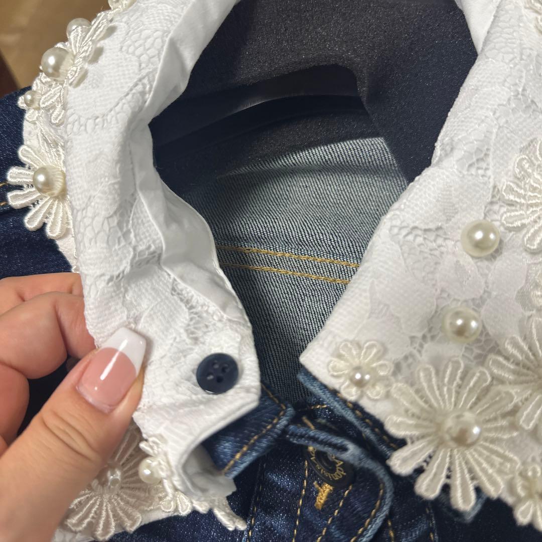 【完売商品】新品未使用/Adonisis/デニムジャケット/パールフラワー装飾