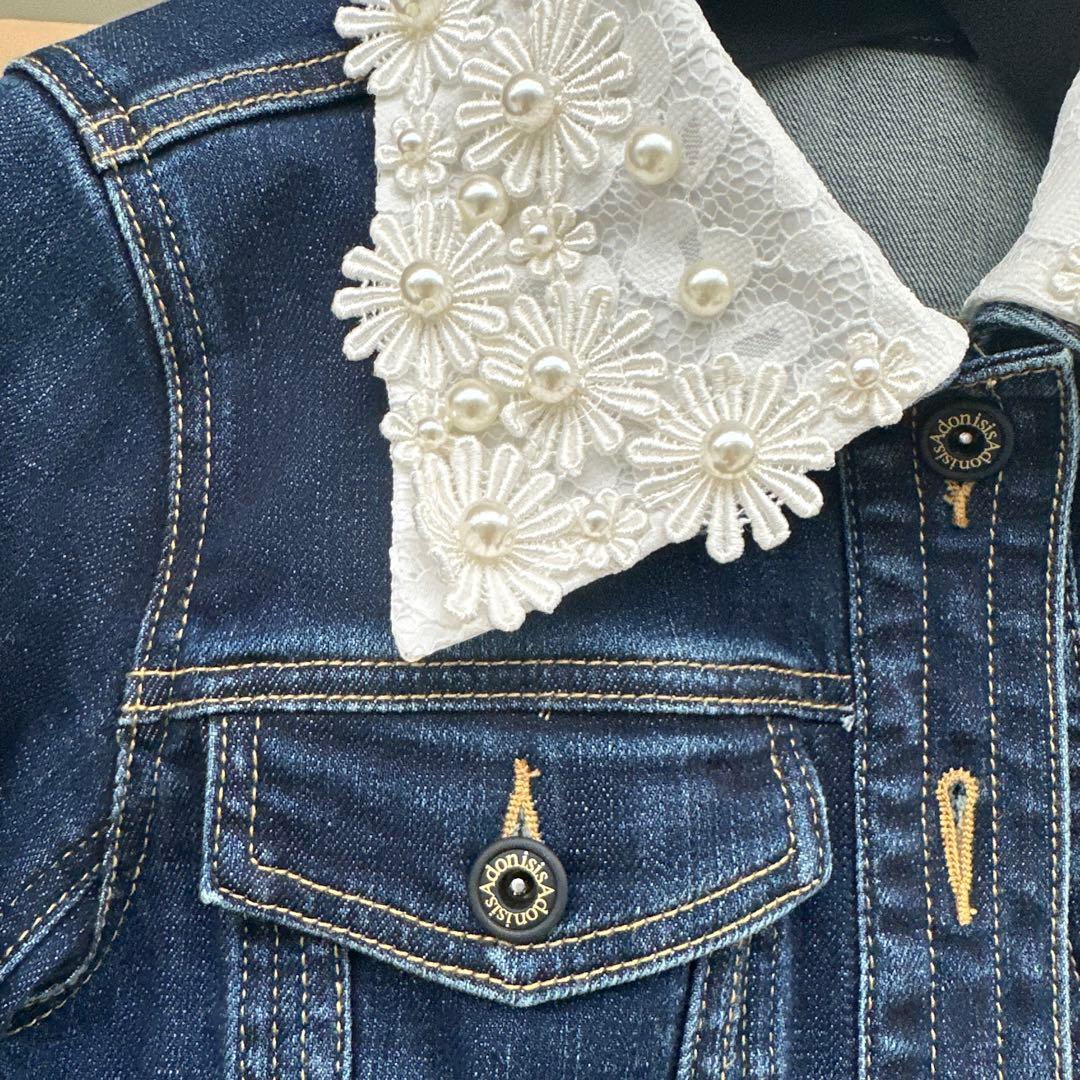 【完売商品】新品未使用/Adonisis/デニムジャケット/パールフラワー装飾