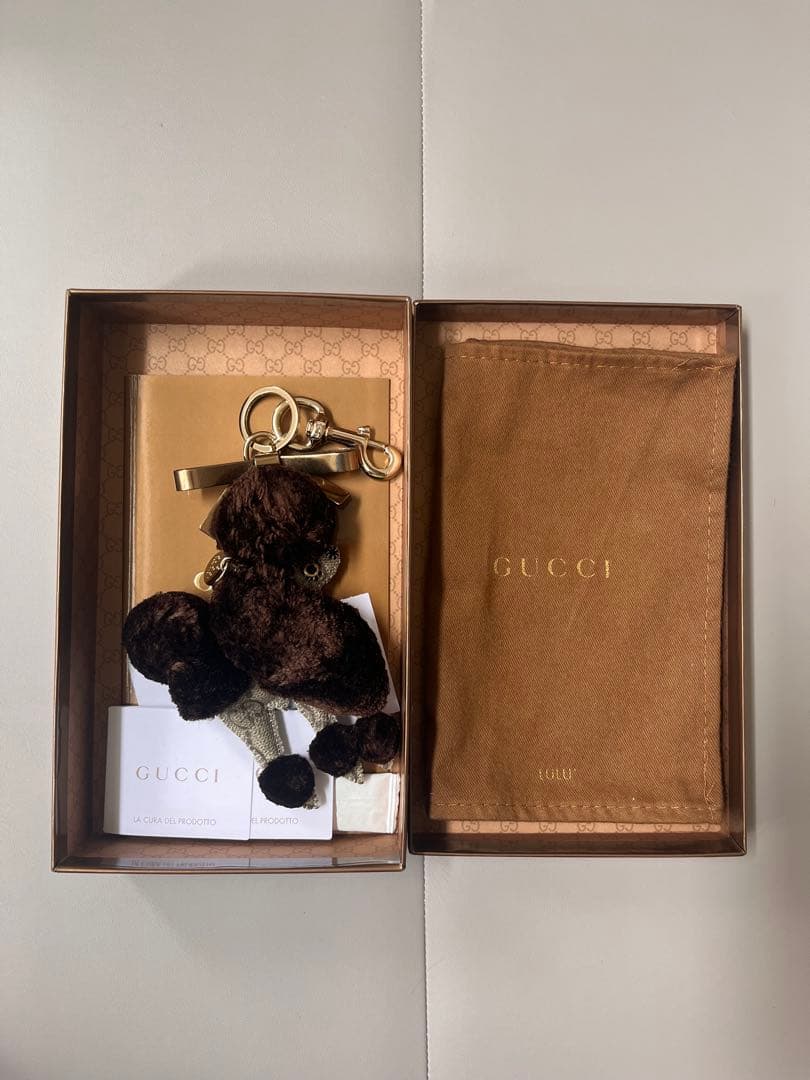 【未使用】GUCCI グッチ プードルチャーム ルル 犬 ブラウン 箱付き