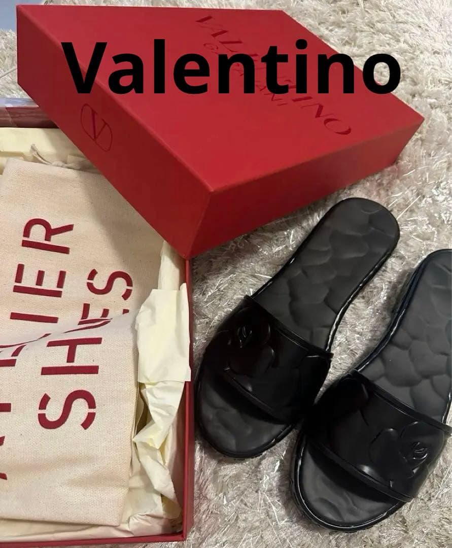 【Valentino】新品未使用 フローラル テクスチャー スライド サンダル