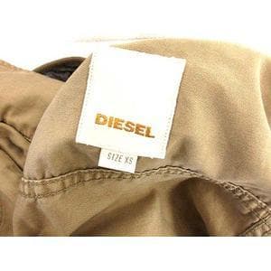 DIESELミリタリージャケットフード付きカーキベージュ系プリーツワンピース