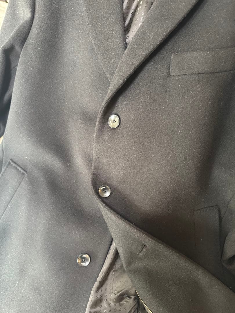 BOSS ブラック テーラード シングルコート 56