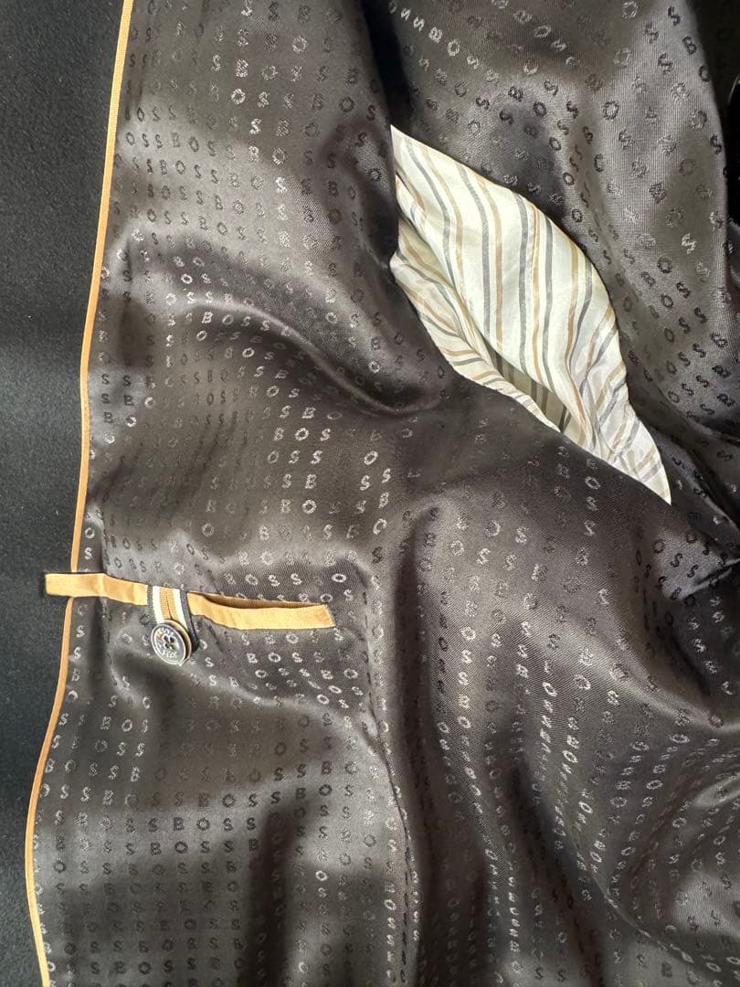 BOSS ブラック テーラード シングルコート 56