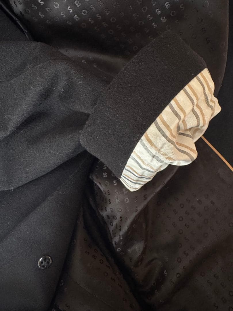 BOSS ブラック テーラード シングルコート 56