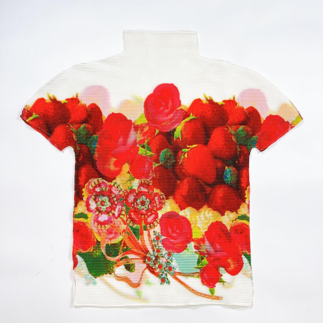 美品 me ISSEY MIYAKE いちご柄 半袖 カットソー ブラウス F