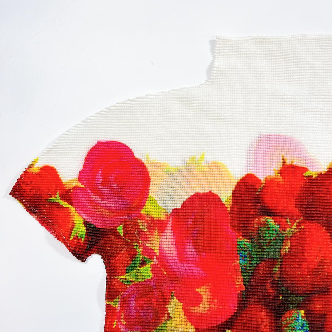 美品 me ISSEY MIYAKE いちご柄 半袖 カットソー ブラウス F