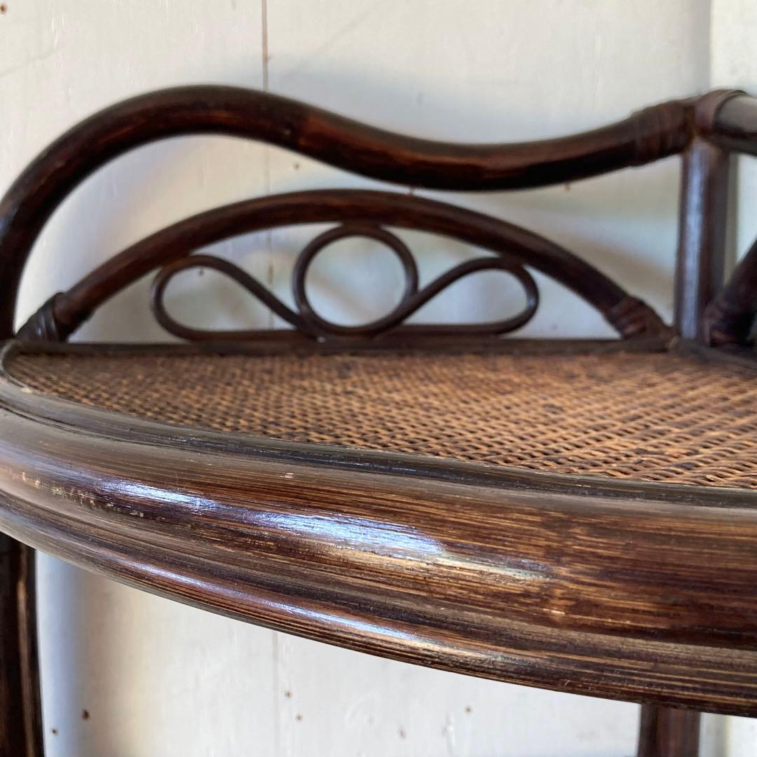 ヴィンテージ ラタン コーナーシェルフ 飾り棚 家具 古道具