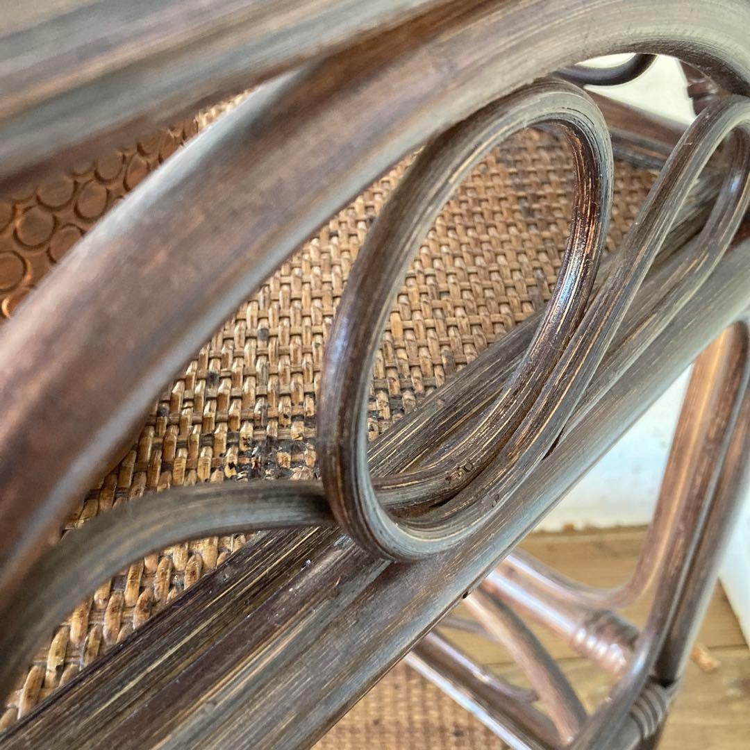 ヴィンテージ ラタン コーナーシェルフ 飾り棚 家具 古道具