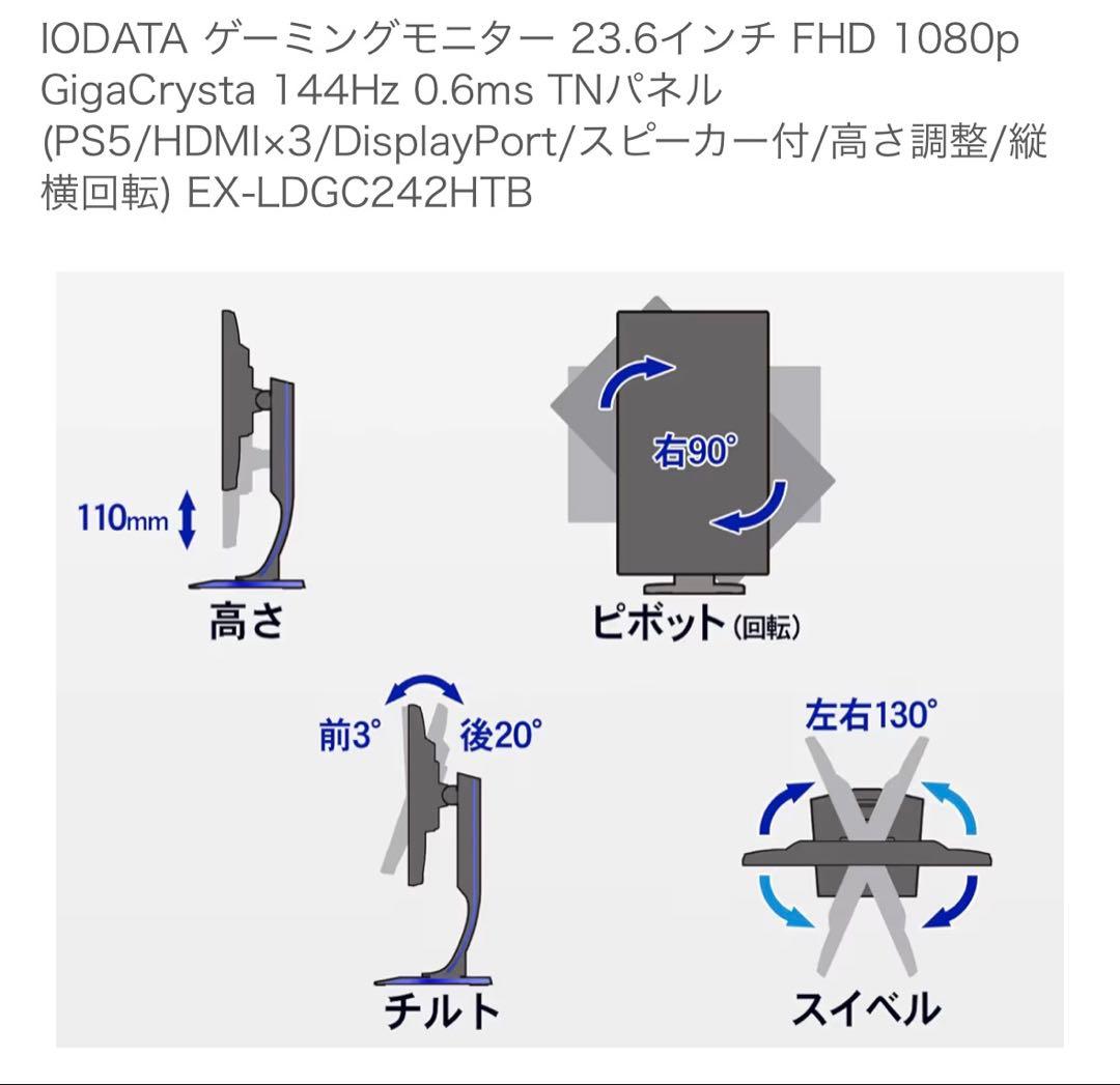 IODATA GigaCrystal 23.6インチモニターEX-