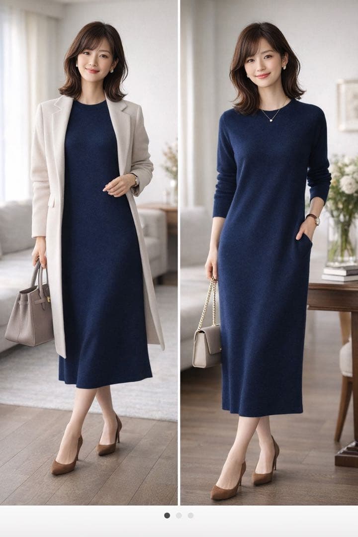 【美品】セオリーリュクス カシミヤ100% ロングニットワンピース 定価5万